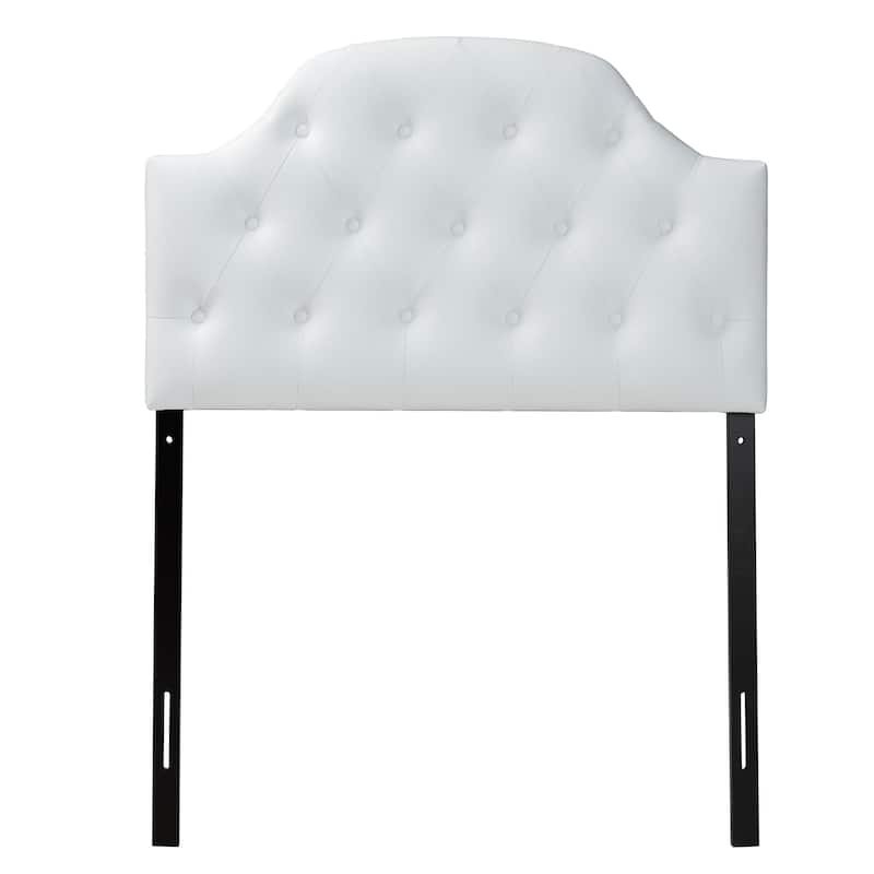 Baxton Studio Midas Modern and Contemporary Twin Size Faux Leather Upholstered Button-tufted Scalloped Headboard