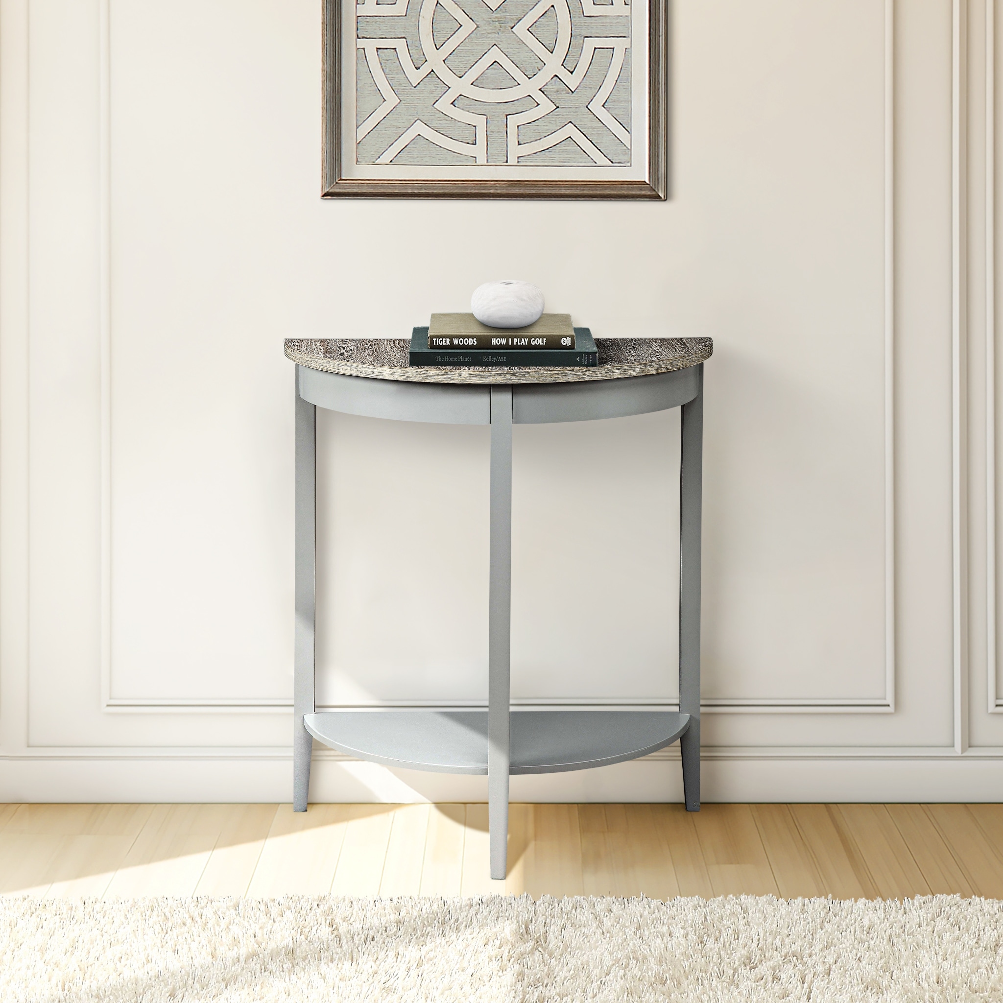 Natural Oak & Gray Finish Console Table