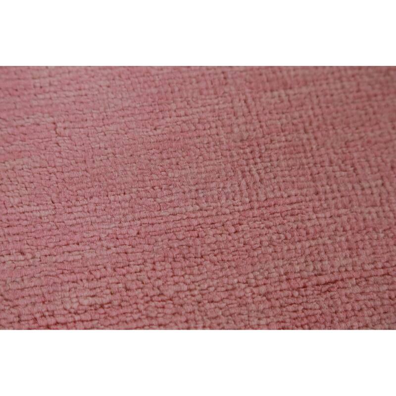 Hand Knotted Oriental 100% Wool Carpet Modern Solid Pink Gabbeh Area Rug - 9' 3'' X 6' 2''