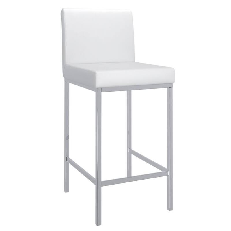 Low Back Counter Stool - 37.5" - Set of 2 - White and Chrome