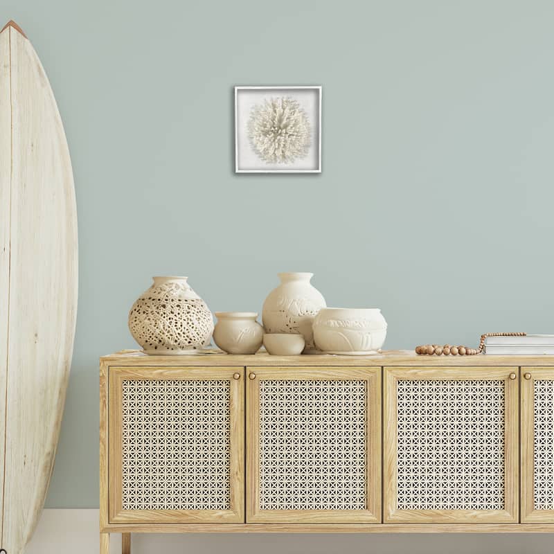 Stupell Natural Round Coral Framed Giclee Art Design By Caroline Kelly