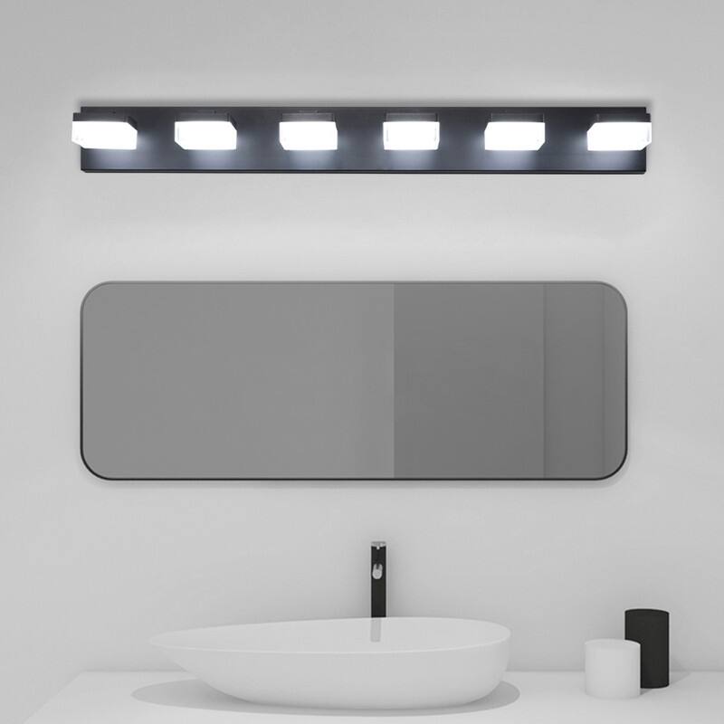 Contemporary 6-Light Black LED Vanity Fixture – Mirror Lighting for Bathrooms & Makeup Tables‌ - Black