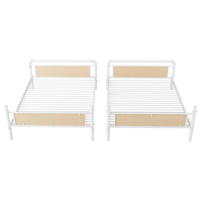 Twin XL over Twin XL Metal Bunk Bed, Industrial Detachable Bunkbeds with Safety Guard Rails