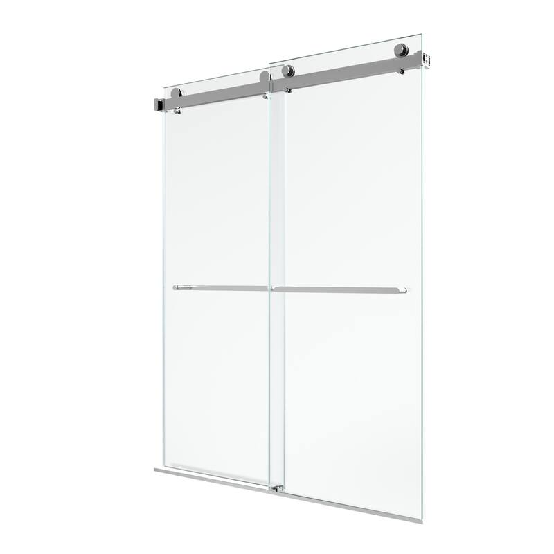 GDFStudio - Modern Minimalist Frameless Double Sliding Shower Door with 3/8" SGCC Tempered Glass & Stainless Steel Hardware