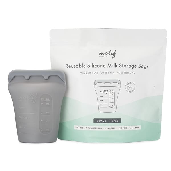 slide 2 of 4, Reusable Silicone Milk Storage Bags (3/bag)