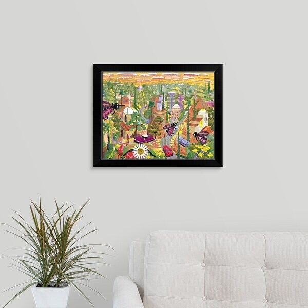 "Mediterranean Fantasy Landscape" Black Framed Print