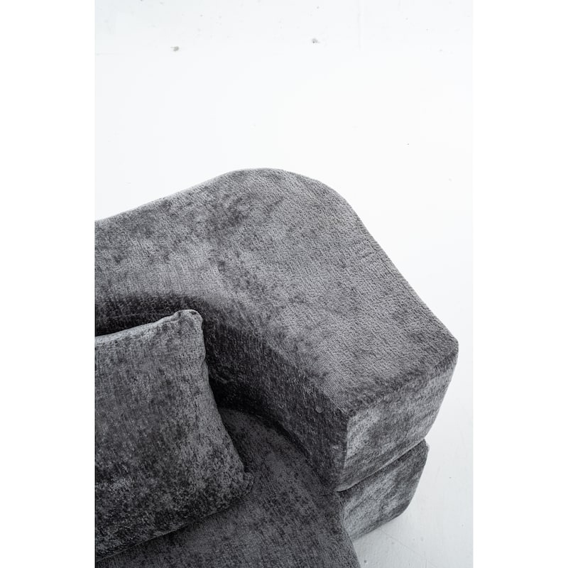 3-Seater Convertible Sofa Bed, Chenille Fabric Sleeper Sofa, High-Density Sponge Daybed, No Assembly Required