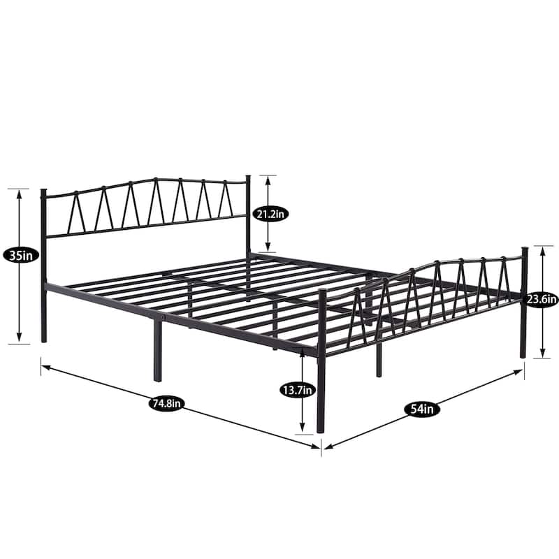 VECELO Metal Platform Bed Frame Twin Full Queen Size, Heavy Duty No Box Spring Needed Bed with Headboard, 13.7" Storage, Black