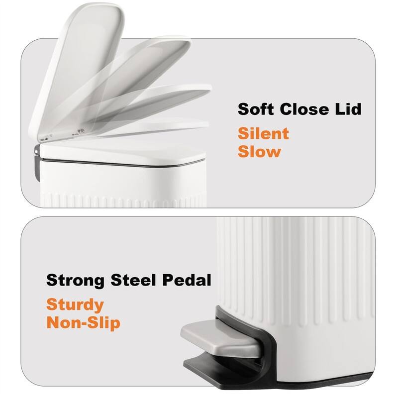 Bathroom Trash Can with Toilet Brush - White - 12.2 x 6.3 x 12.9