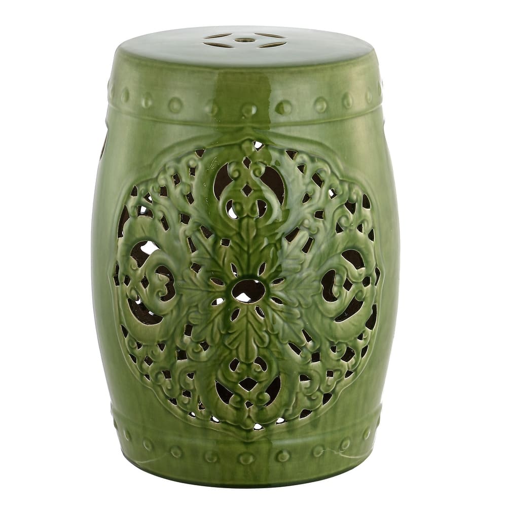 SAFAVIEH Sharareh Antique White Ceramic Decorative Garden Stool