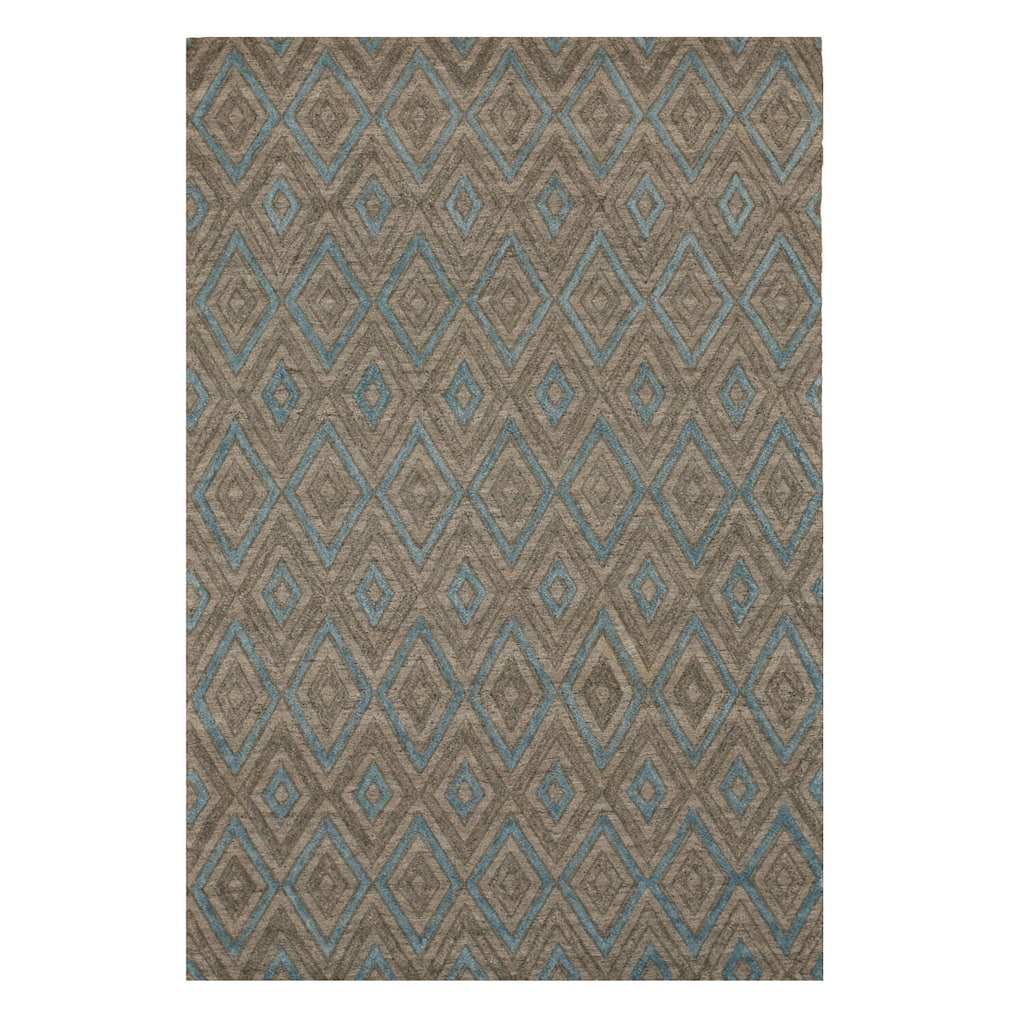 Gray Handmade Wool & Viscose Transitional Raga Rug, 9' x 12', Plush Elegant Living Space Rug - L