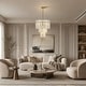 preview thumbnail 14 of 15, LNC 7-Light 3-Tier Lantern Modern Luxury Chandelier Gold Textured Clear Glass Ceiling Lights - 19.1" Dia. × 22.4" H