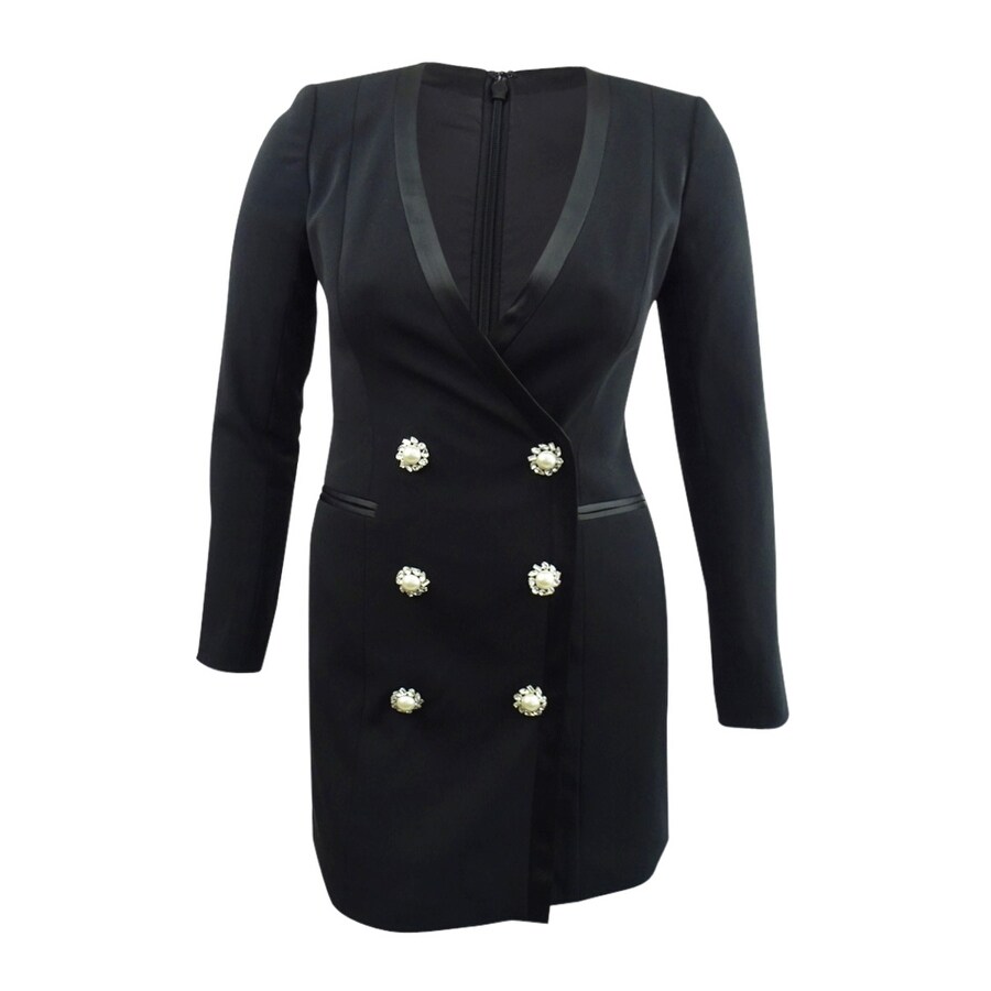 amazon black formal plus size dresses MO&Co. Women's Wool Blend Black Blazer Dress Black Size XS main image 0