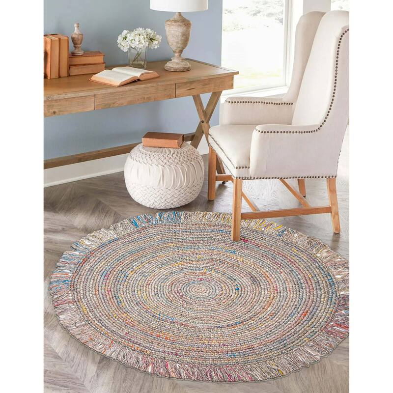 ECARPETGALLERY Braid weave Sienna Grey Wool Rug - 3'3 x 3'3