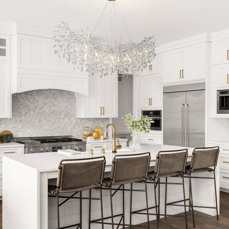 Modern Branch Crystal Linear Chandelier, 1100-1830mm Dining Pendant Light