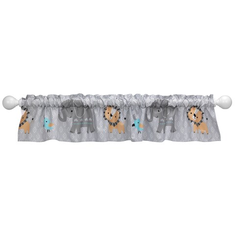 Bedtime Originals Jungle Fun Gray Safari Elephant and Lion Window Valance