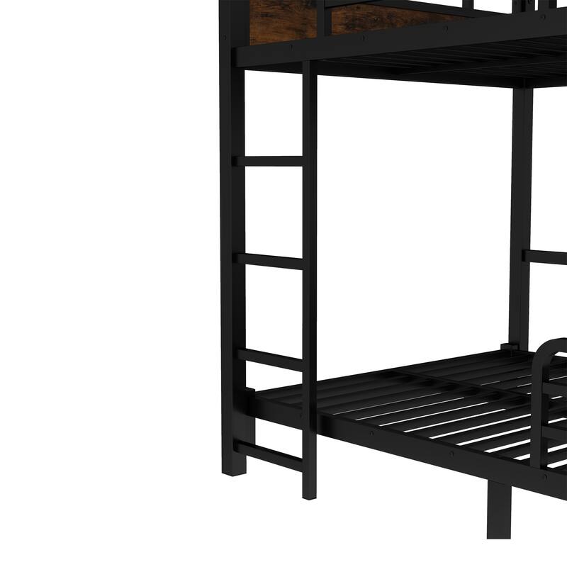 Metal High Loft Bed and Platform Bed, Heavy Duty Metal Bunk Bed Frame, Noise Free, Can be Converted into 2 Beds
