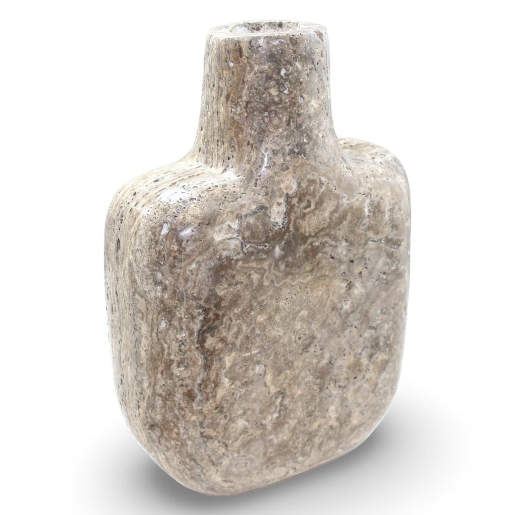 Grey Travertine Vase Lg.