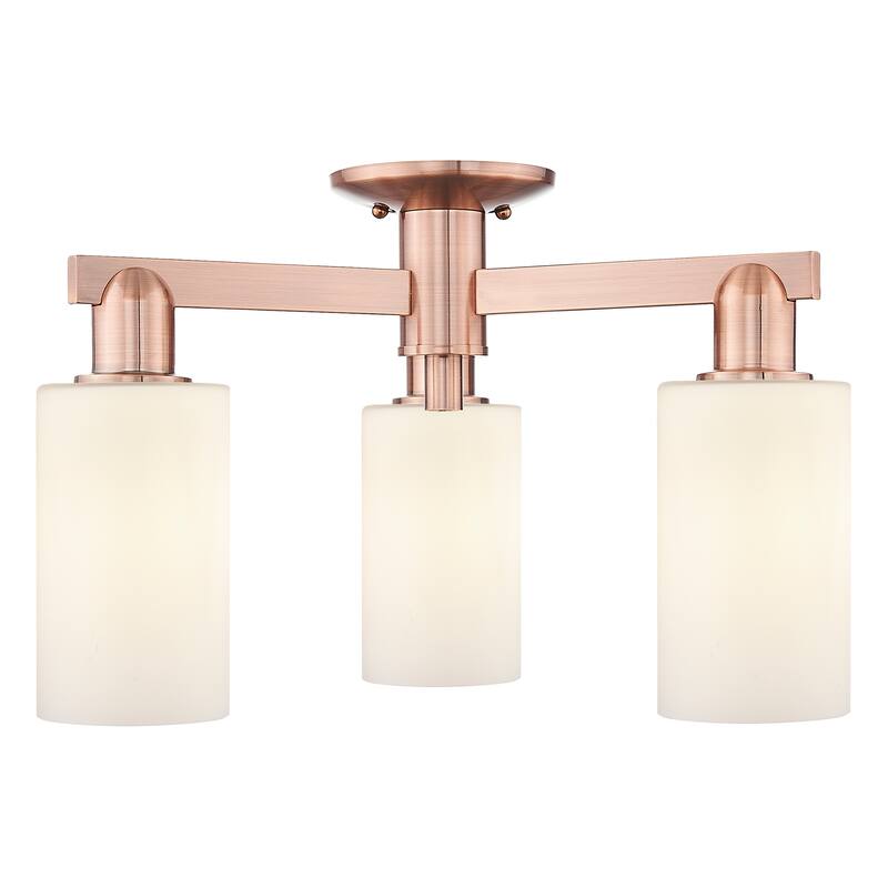 Innovations Lighting Endless Possibilities Arcadia - Clymer - 3 Light 21" Semi-Flush Mount - Antique Copper/Matte White