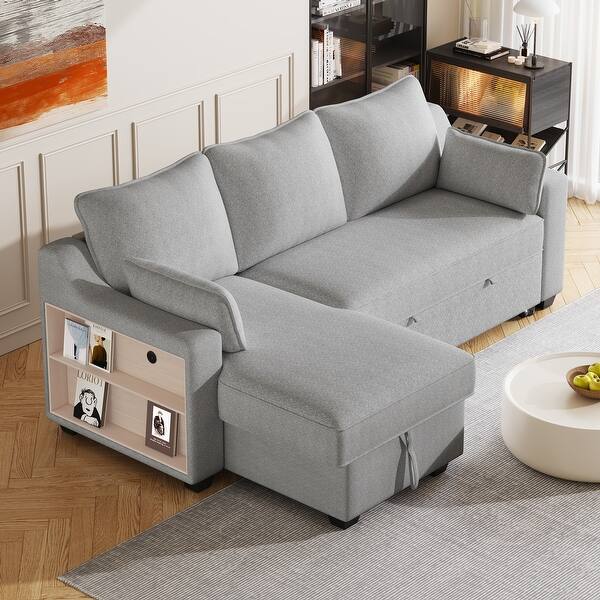 MERAX L-Shaped Couch Convertible Sofa Bed with Storage Chaise - Bed ...