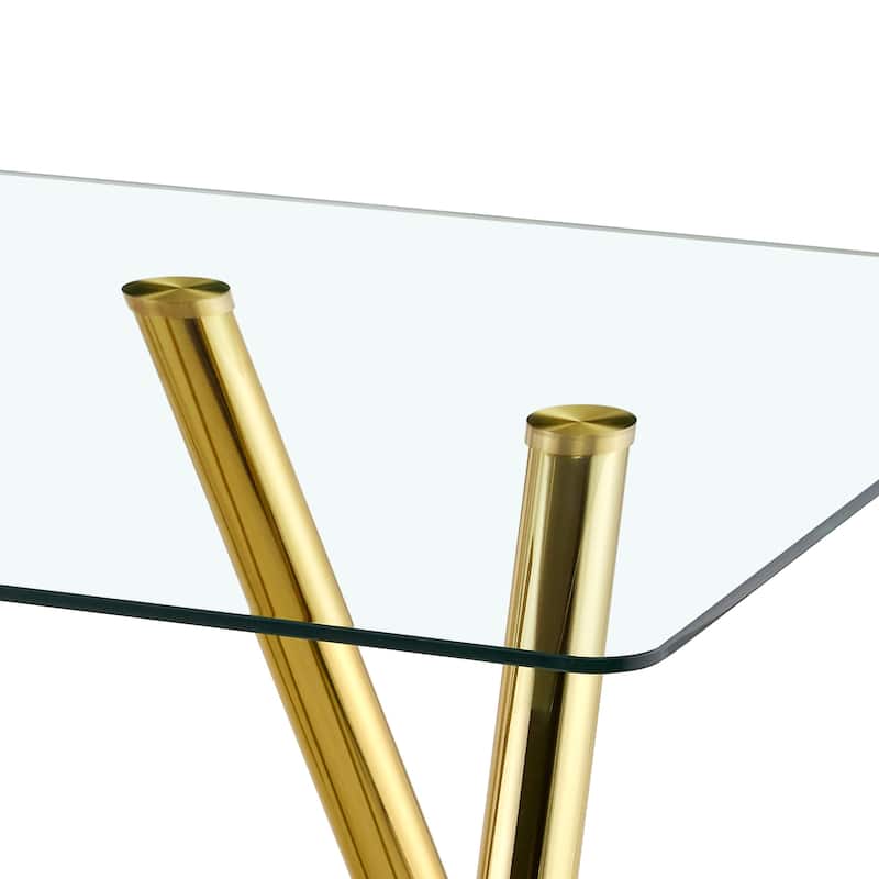 71-Inch Tempered Glass Dining Table with Sturdy Metal Legs