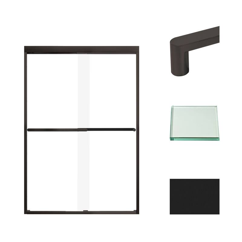 Transolid FBPT487008C-R 70" High x 47" Wide Bypass Frameless Shower - Matte Black