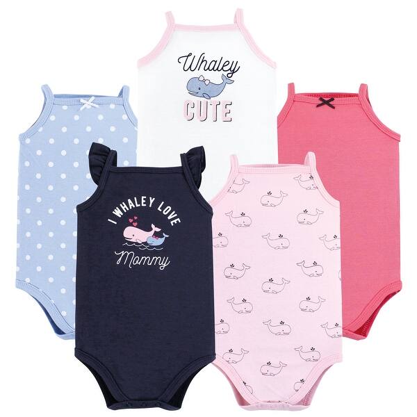 slide 1 of 1, Hudson Baby Infant Girl Cotton Sleeveless Bodysuits, Whaley Cute Girl 0-3 Months - Whaley Cute Girl