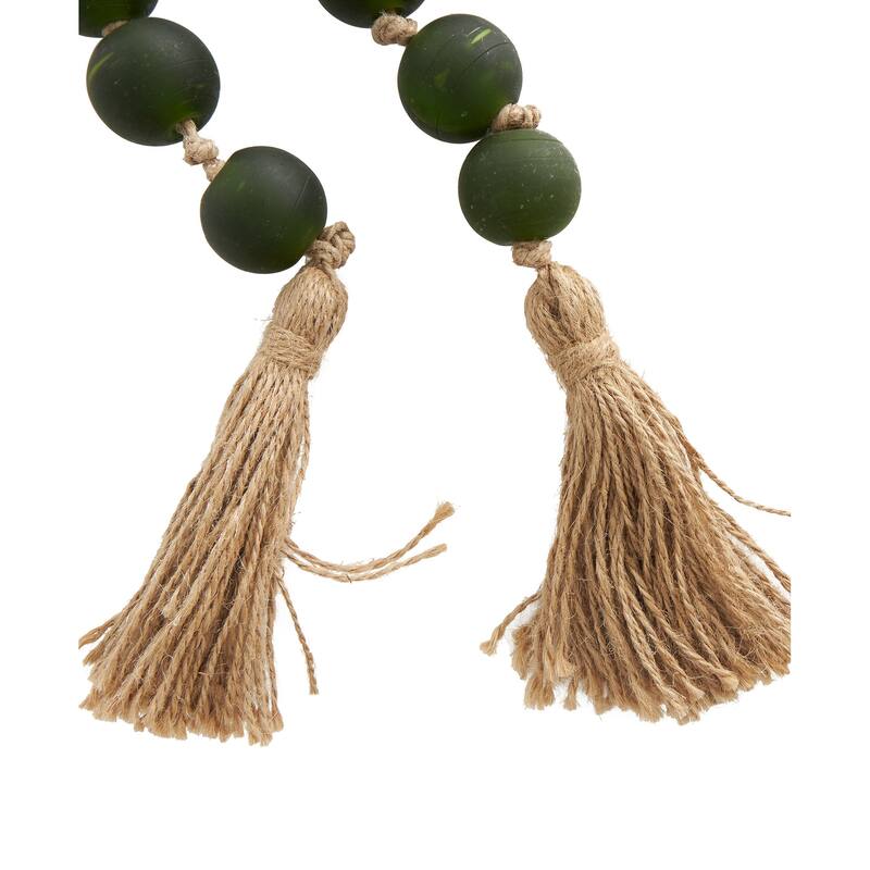 Glass Handmade Round Beaded Garland with Tassel with Knotted Brown Jute - Roche River Decor