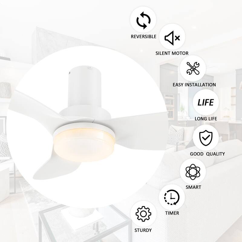 CARRO Chamomile 36" 3-Blade Indoor Smart Ceiling Fan with Light and Remote