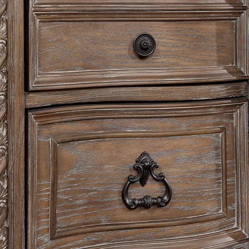 Transitional Rustic 1pc Nightstand Only Solid wood 3-Drawers Bronze Round Knobs Bedside Table Bedroom Furniture