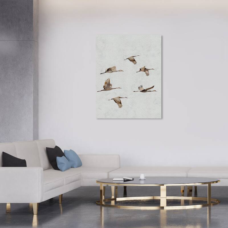 Wynwood Studio Canvas Animals Taking flight White and Modern & Contemporary Wall Art Canvas Print - White, Brown - 36 x 30