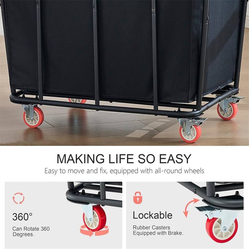 Large Rolling Laundry Hamper with Wheels - 35.04"L x 25.59"W x 36.61"H