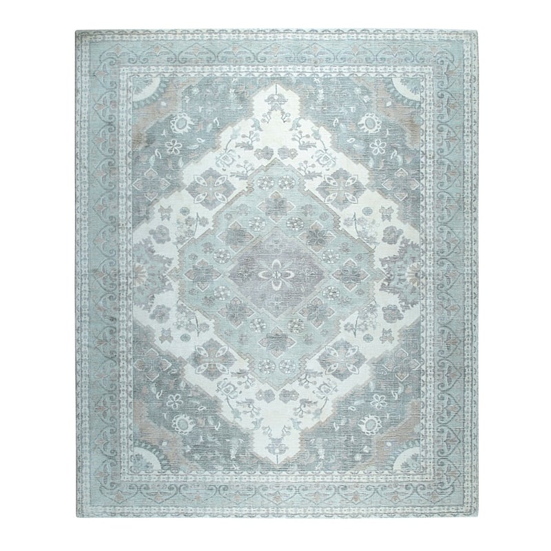 Hand-Knotted Wool Plush Flatweave Loom Rug, 8' x 10', Ivory Area Rug, Stylish Soft Texture for Home Interiors - L