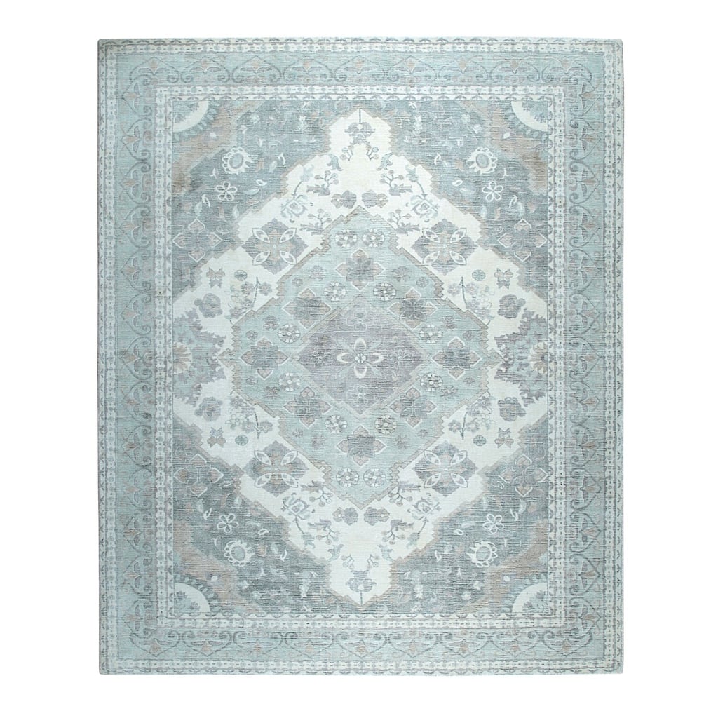 Hand-Knotted Wool Plush Flatweave Loom Rug, 8' x 10', Ivory Area Rug, Stylish Soft Texture for Home Interiors - L