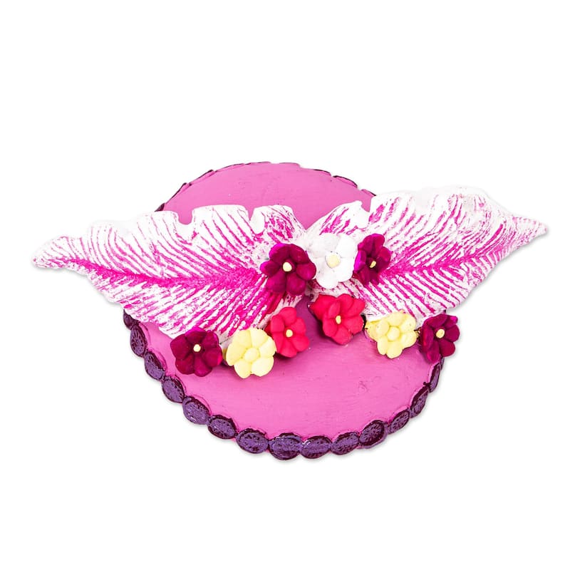 Novica Handmade La Catrina Violeta Ceramic Sculpture