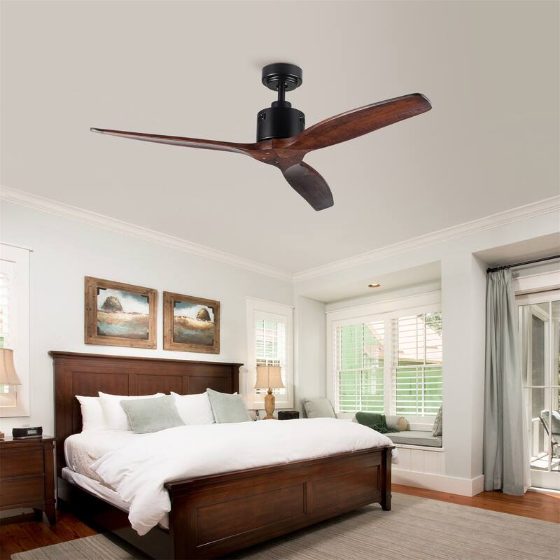 52" Ceiling Fan without Light with Remote Control - Antique brown