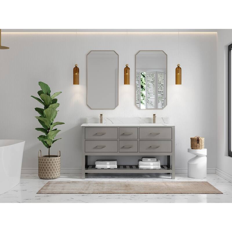 Willow Collections 60 in. W x 22 in. D Parker Double Sink Bathroom Vanity with Countertop