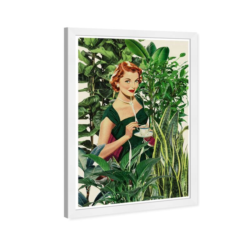 Wynwood Studio Prints People and Portraits Vintage Plant Lady Green and Cream White Traditional Wall Art Canvas Print