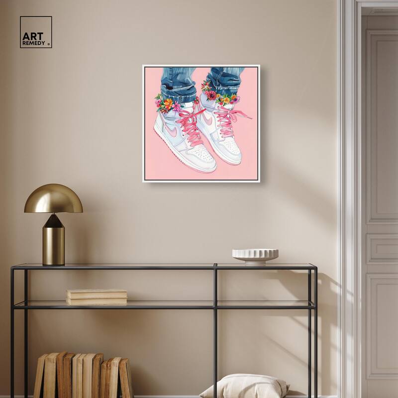 Blush Floral Bloom Sneakers Canvas by Art Remedy