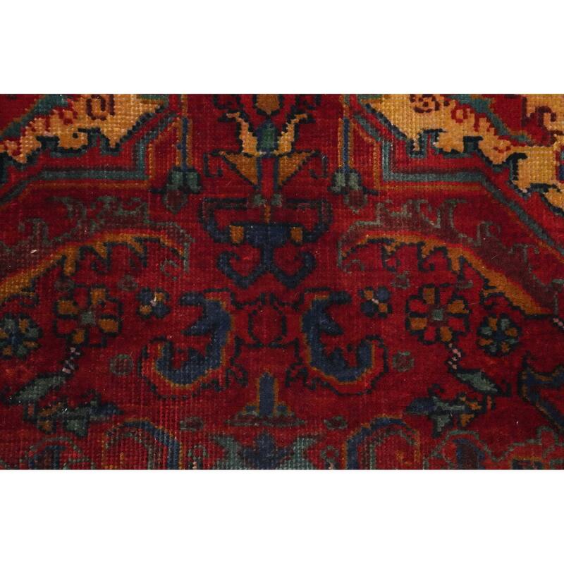 Hand Knotted Oriental 100% Wool Carpet Traditional Floral Red Heriz Area Rug - 4' 5'' X 3' 3''