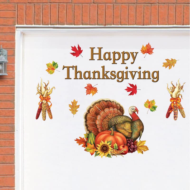 Happy Thanksgiving Garage Door Magnet with Turkey - 20.000 x 13.000 x 0.380 - Multi - 20.000 x 13.000 x 0.380