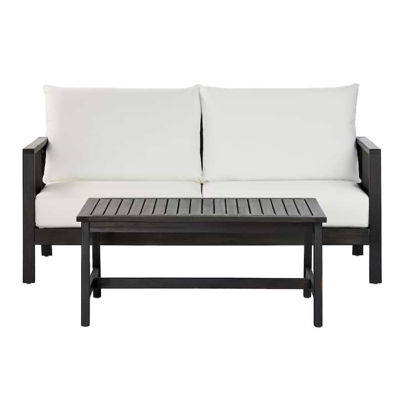 Christopher Knight Home - Nancy 2-Piece Outdoor Acacia Wood Loveseat and Coffee Table Seating Set