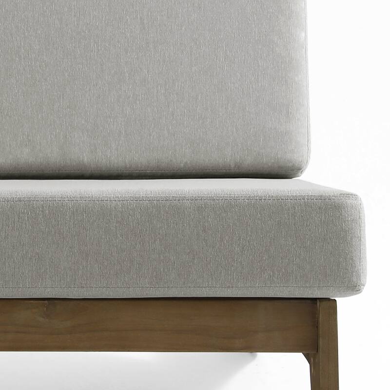 Teak Outdoor Armless Lounge Chair Set Loveseat with Cushions