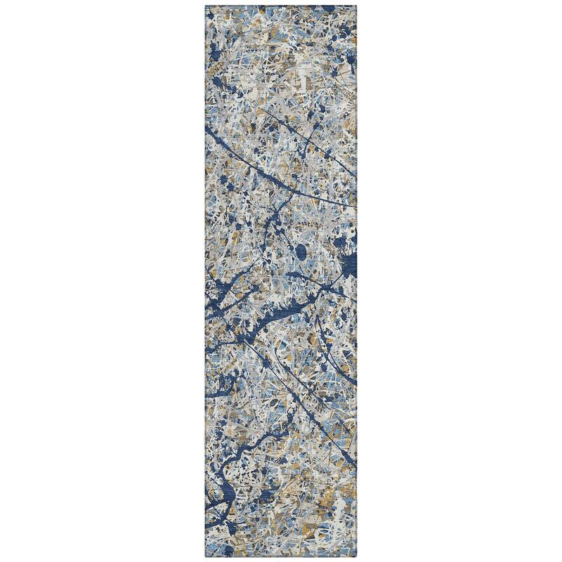 Machine Washable Indoor/ Outdoor Modern Splatter Chantille Rug