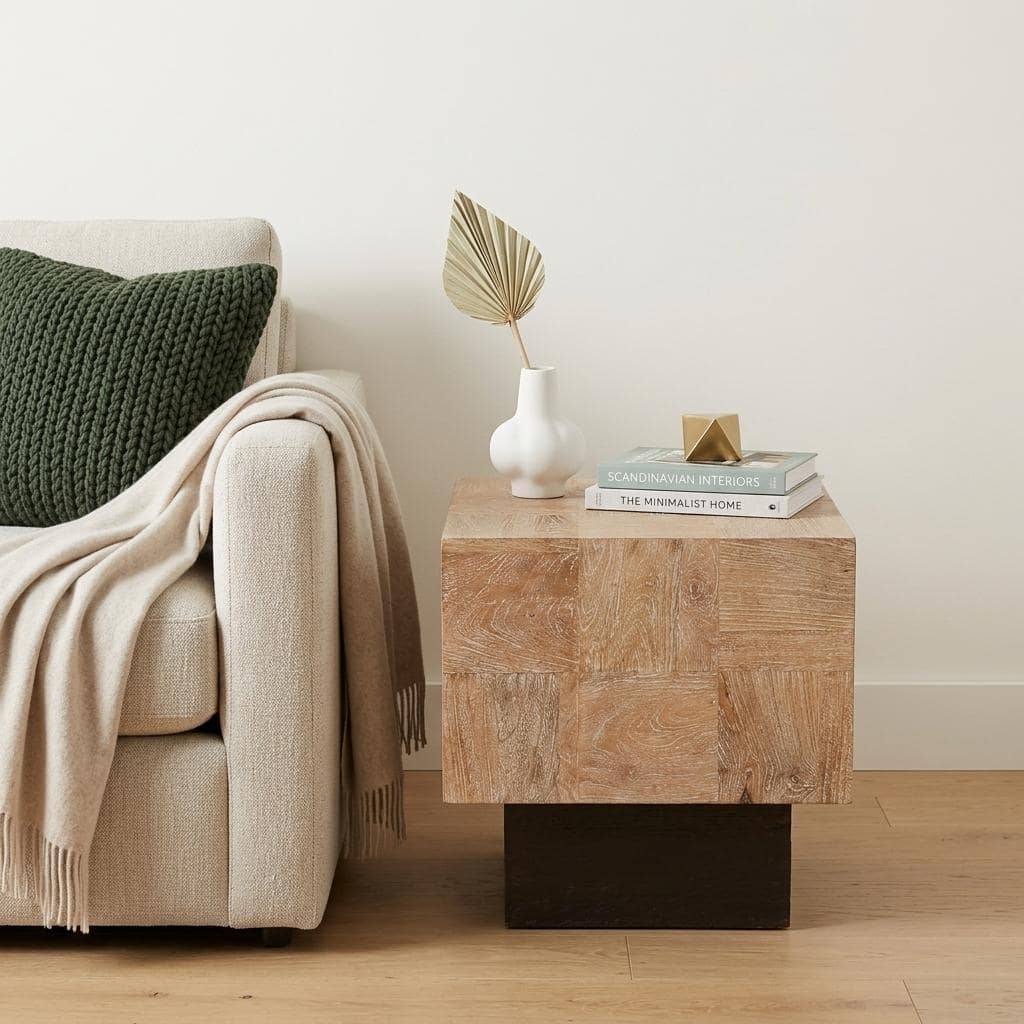 HomeRoots 22" Black And Brown Solid Wood Square End Table - 22.00 in. x 22.00 in. x 22.00 in.