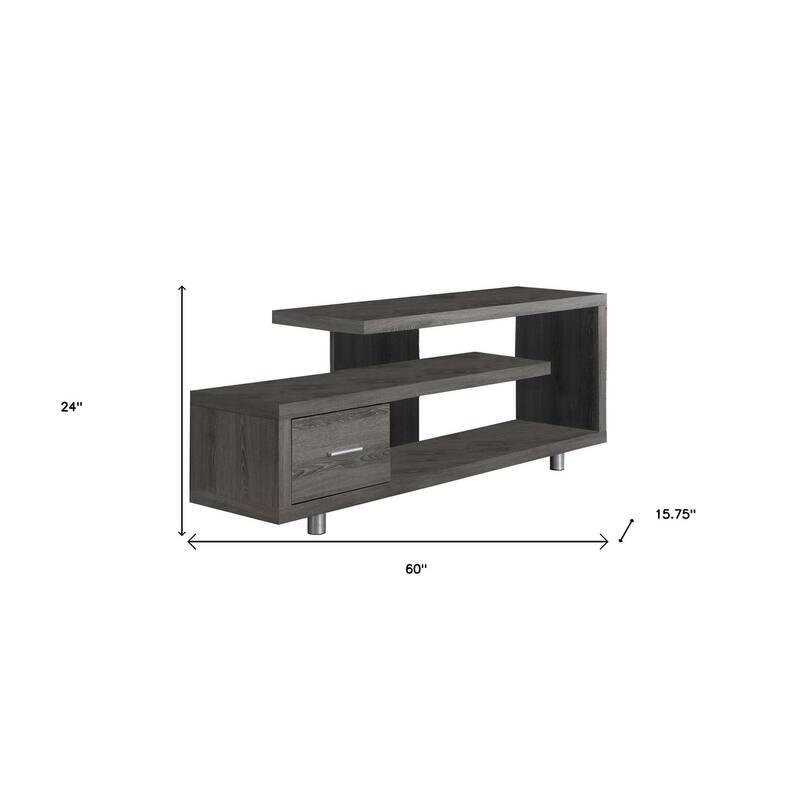 HomeRoots 60" Deep Taupe Open Shelving TV Stand - n/a