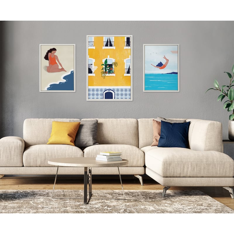 Kate and Laurel Sylvie Lisbon Framed Canvas by Maja Tomljanovic
