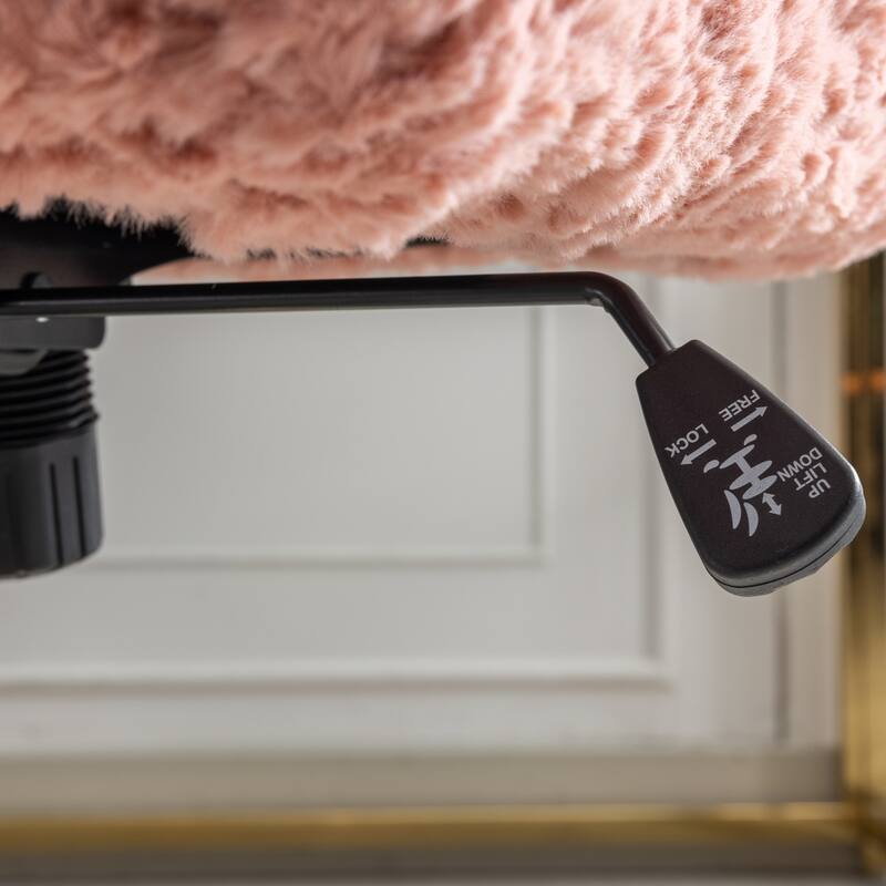 GDF Studio - Modern Upholstered Swivel Home Office Chair with Golden Metal Base and Artificial Rabbit Hair Comfort