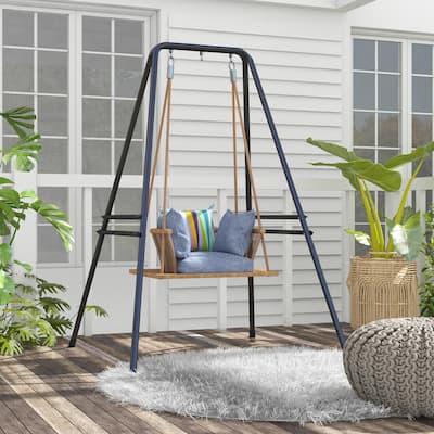 Outsunny Hammock Chair Stand, Hanging Heavy Duty Metal Frame Hammock Stand for Hanging Hammock Air Porch Swing Chair