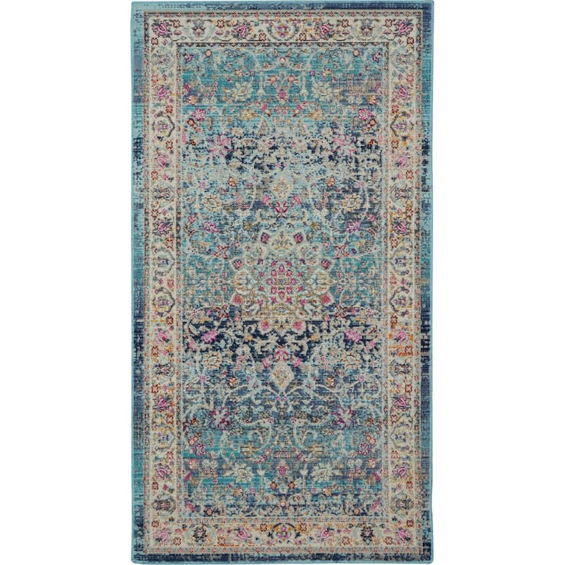 Fejac Power Loomed Distressed Floral Traditional Stain Resistant Area Rug By HomeRoots